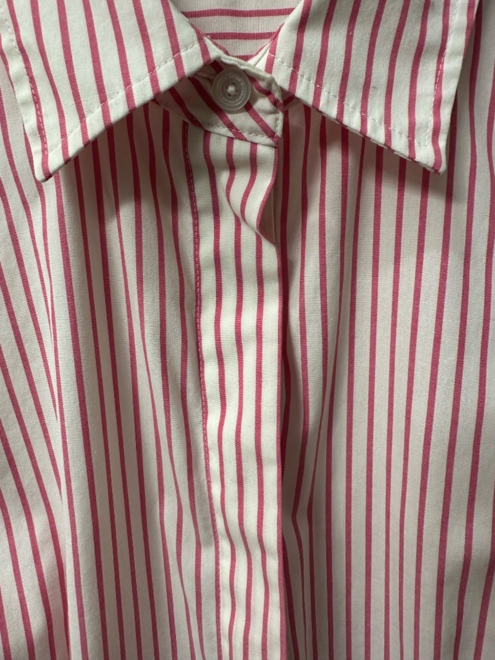 Liz Claiborne Pink White Stripe Hidden Placket Button Shirt Small Tailored - Picture 7 of 7